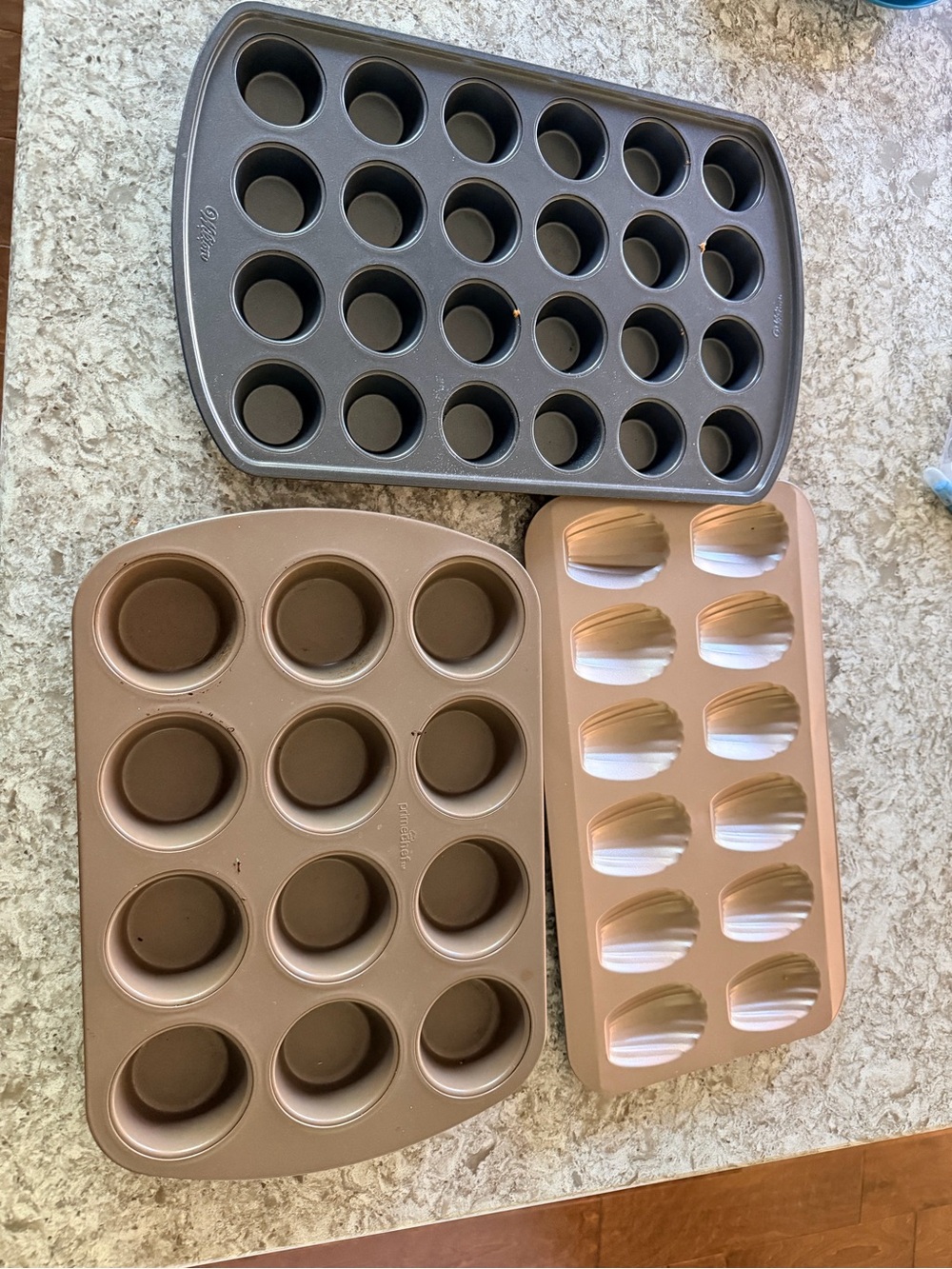 Wilton Metallic Gray, Rose Gold and Bronze Muffin & Madeleine Bake Pan Set